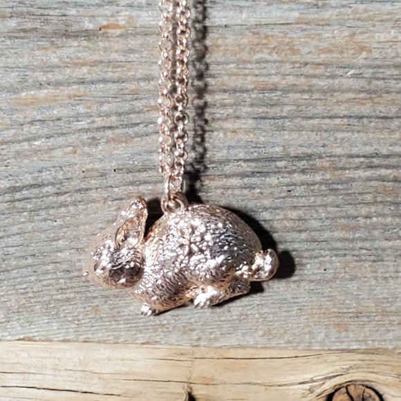 Bunny Rabbit Necklace - Copper Alloy Plated in Rose Gold - 17" chain - Picture 2 of 9